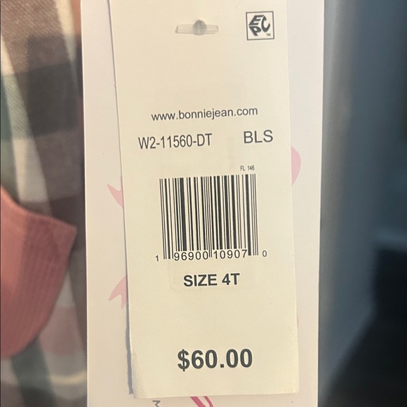 Bonnie Jean Pink and Plaid Dress with Button Accents - Picture 3 of 3